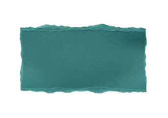 Obraz premium Teal torn paper piece texture element isolated on transparent background