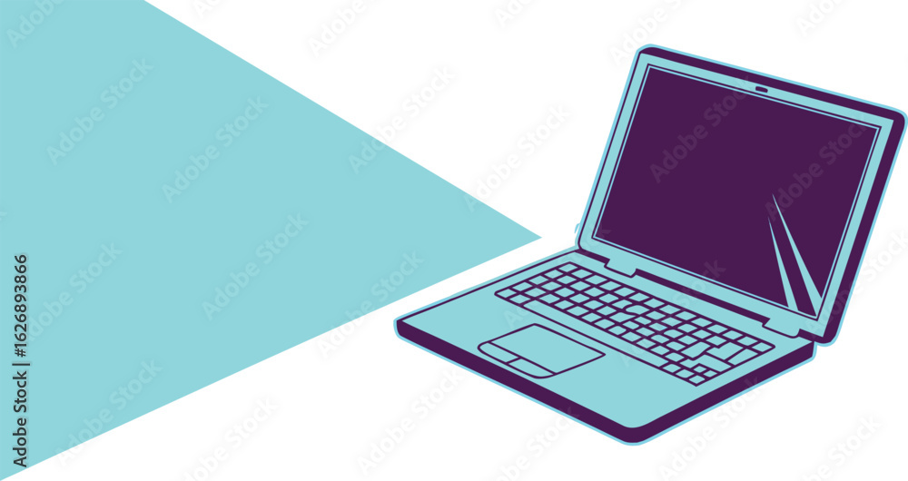 Poster vector art of laptop computer with a blank screen for work or entertainment isolated on white backgr
