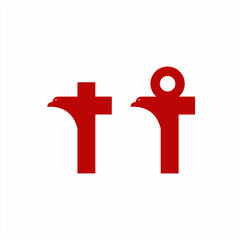 Cross logo design with bird symbol.