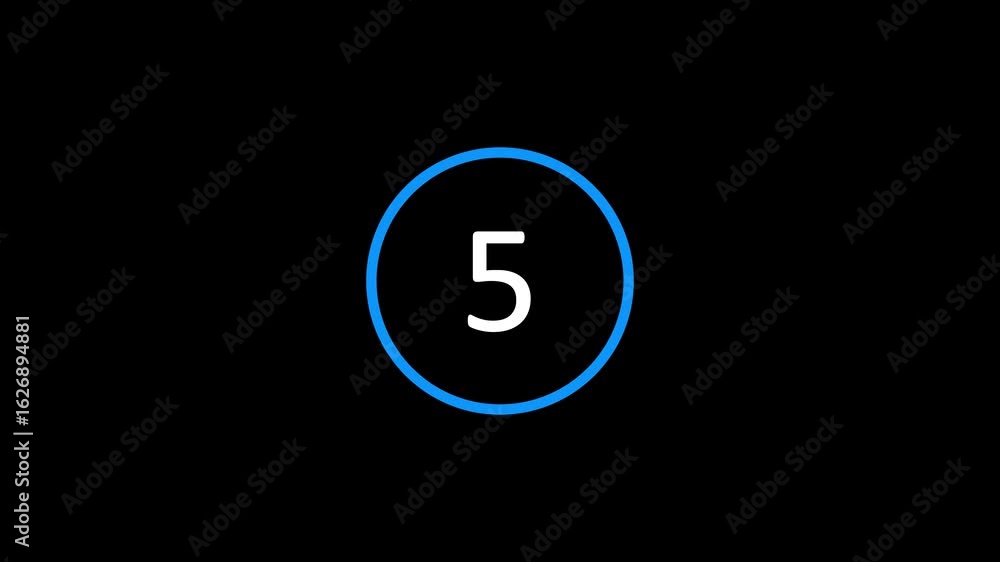 Poster Countdown animation 10 to 0. Countdown circle icon animated on a black background.
