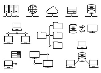 IT ネットワークアイコンセット2白黒network icon