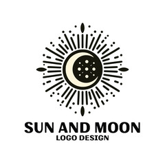 Sun And Moon Vector Logo Design