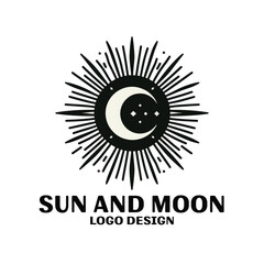 Sun And Moon Vector Logo Design
