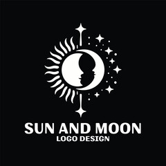 Sun And Moon Vector Logo Design