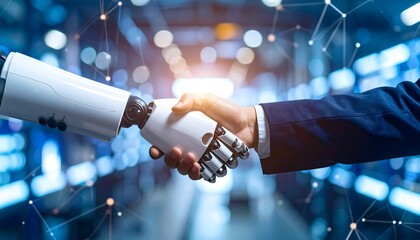 Futuristic Collaboration: Robot and Human Handshake