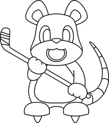 Mouse Ice hockey Ice hockey stick Animal Vector Graphic Art Illustration