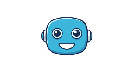 Obraz premium Cute Blue Robot Head with Round Eyes and Smiling Mouth.