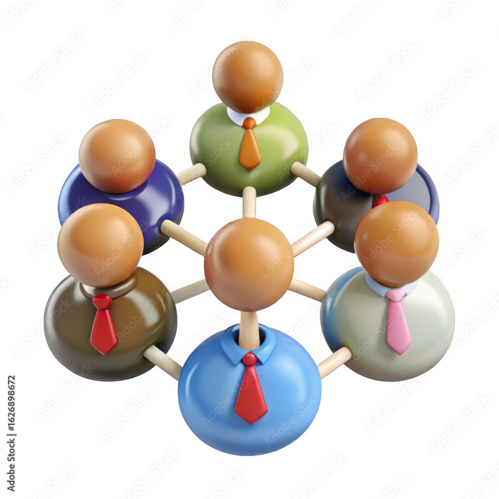 Poster 3d business team network structure isolated on transparent background