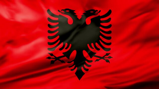 Flag of Albania 4k. Animated Background. Albania waving flag 4k