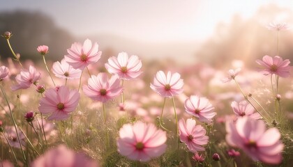pink flower meadow soft pastel bloom background