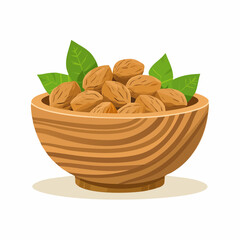Wooden bowl with walnuts
