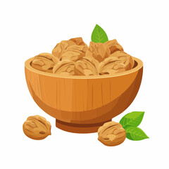 Wooden bowl with walnuts
