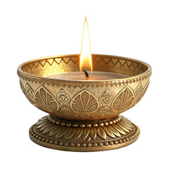 Elegant Golden Diya for Diwali Celebration on Transparent Background AI-Generated