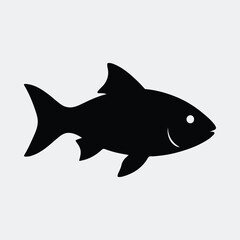 Silhouette carp fish simple icon minimal style vector illustration