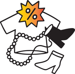 Fashion sale discount tag with clothing and accessories vector