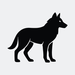 Silhouette German Shepherd standing sideways minimalist simple style vector illustration
