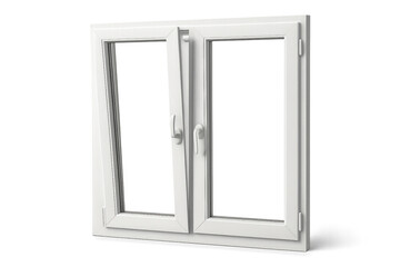 White tilted window with transparent background, slightly open for ventilation