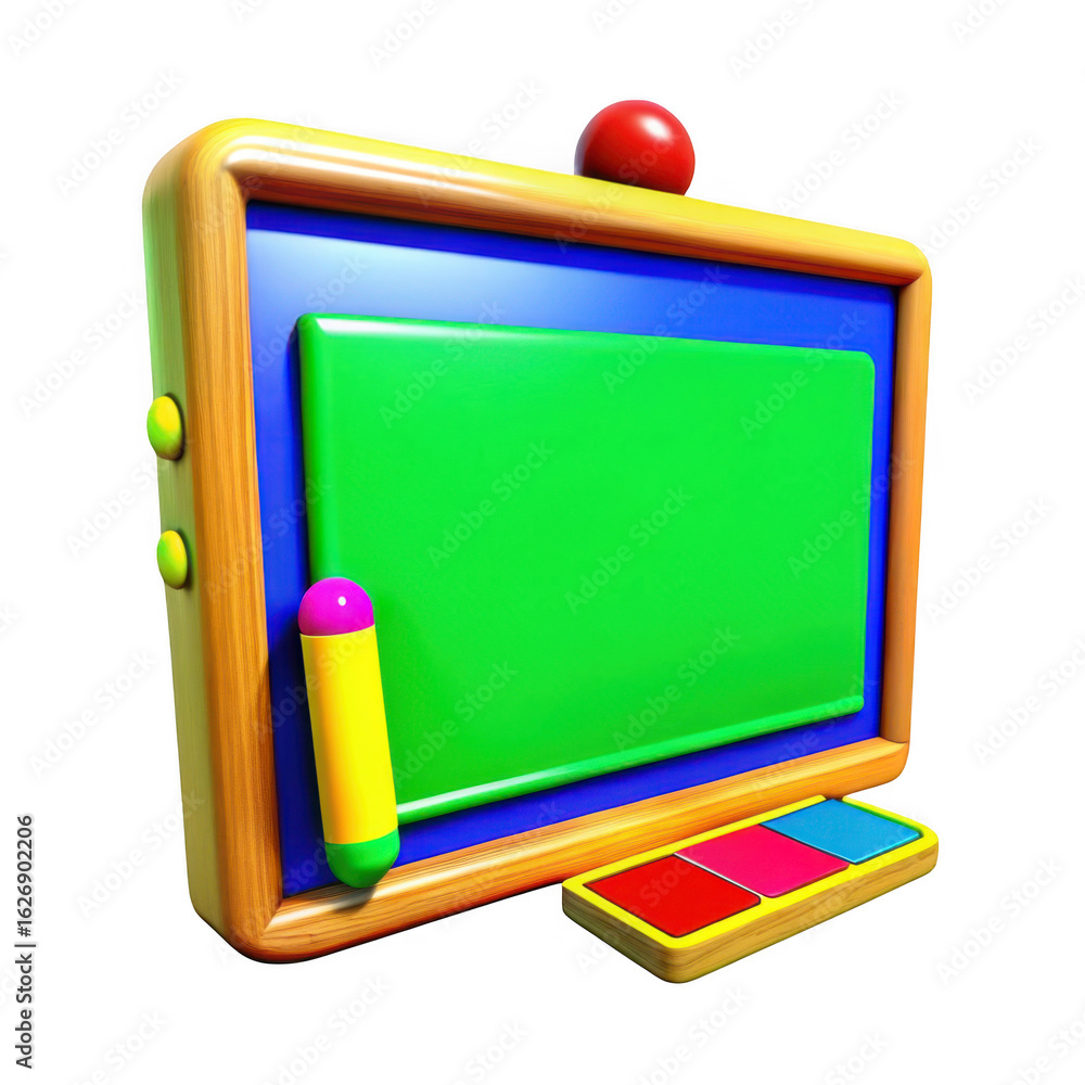 Poster 3d drawing tablet with stylus and color palette isolated on transparent background