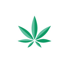 Green marijuana leaf icon isolated on transparent background