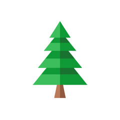 Stylized green fir tree isolated on transparent background