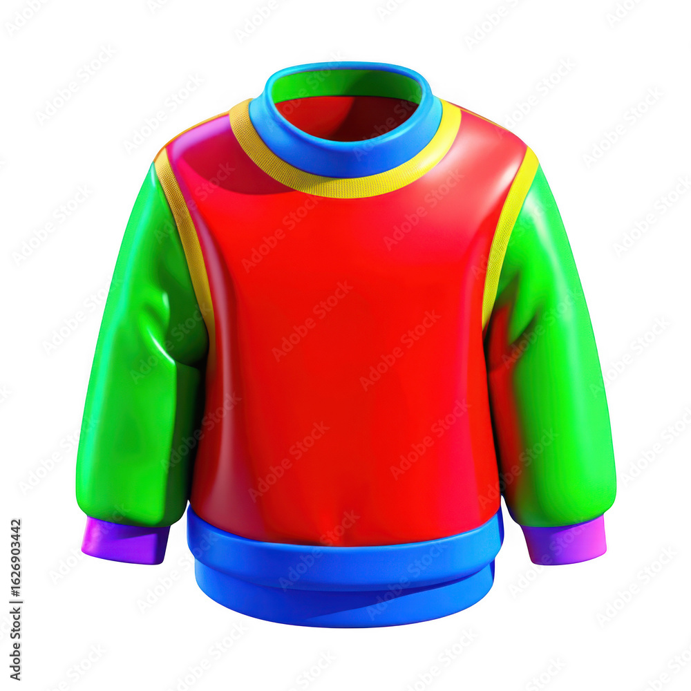 Poster 3d colorful sweatshirt with bold color blocking isolated on transparent background