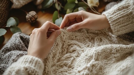 Cozy Knitwear Hands Weaving a Warm Winter Sweater
