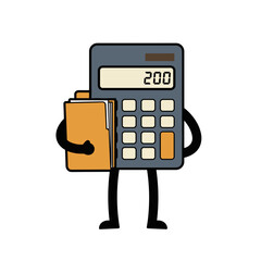 Calculator character holding a folder with a confident expression  