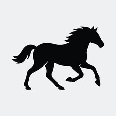 Silhouette running horse simple equine mammal design vector illustration