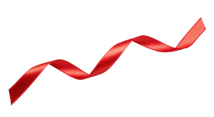 Red silk ribbon spiraling elegantly on black background for decoration or festive design purposes