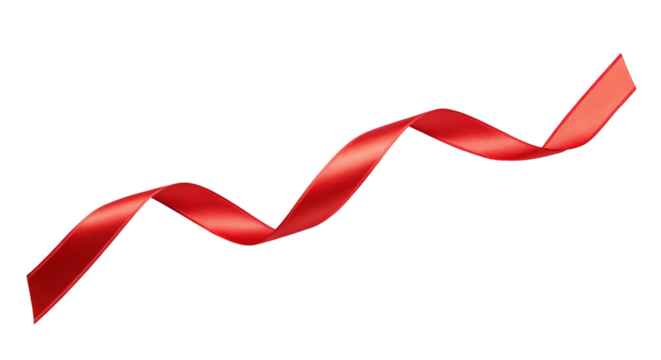 Red silk ribbon spiraling elegantly on black background for decoration or festive design purposes