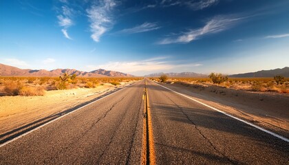abandoned highway deserted southern california road in the mojave desert