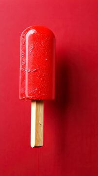 Melting red popsicle timelapse against vibrant background