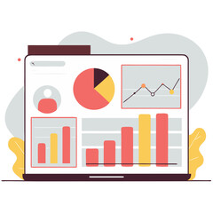 Flat Illustration of Business Static Analysis and Performance Evaluation