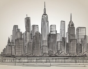 hand drawn sketch of a city skyline