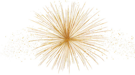 Obraz premium Golden firework burst isolated on transparent background, symbolizing celebration and energy