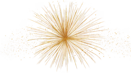 Golden firework burst isolated on transparent background, symbolizing celebration and energy
