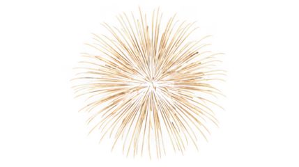 Golden firework burst isolated on transparent background, symbolizing celebration and festive energy