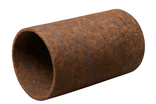 Rusty Metal Pipe Section Isolated on Transparent Background PNG