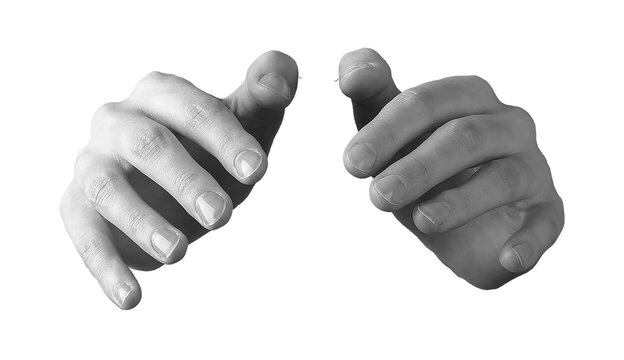 Hands of woman in curved open pose to hold or protect unseen round sphere, gesture of care, grip and