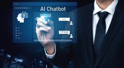 AI chatbot interface facilitates communication, chatbot, and AI interaction for automated user support and information exchange Vouch