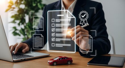 concepts related to quality control, compliance, documentation, certification, and thorough assessment, possibly within the automotive industry or for general business processes.