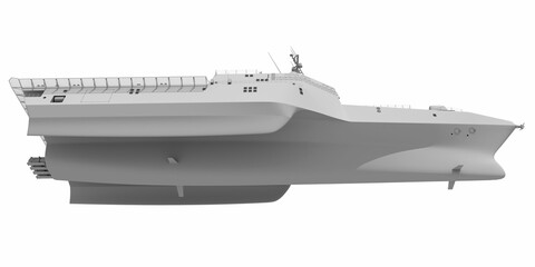 Naval Forces Battle Ship in Clay Style Render on White Background 3D Rendering