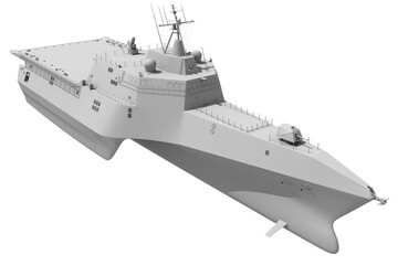Naval Forces Battle Ship in Clay Style Render on White Background 3D Rendering