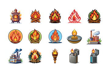 fire Icon Set - Vector Flames & Burning Symbols for Web & App Design