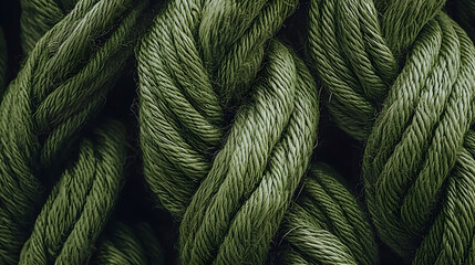 Twisted green rope texture background.  Ideal for textile or nautical themes