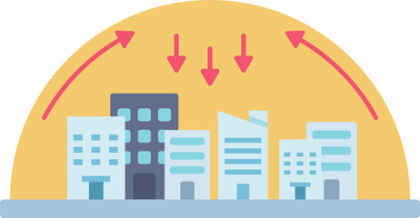 ビル群と気候変動によるヒートドーム