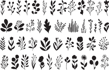 Botanical Minimalist Foliage and Floral Silhouettes