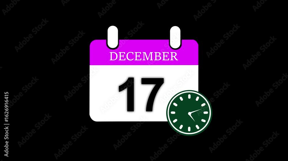 Aufkleber 17 december month calendar with time symbol. simple calendar icon animation and date change of time 