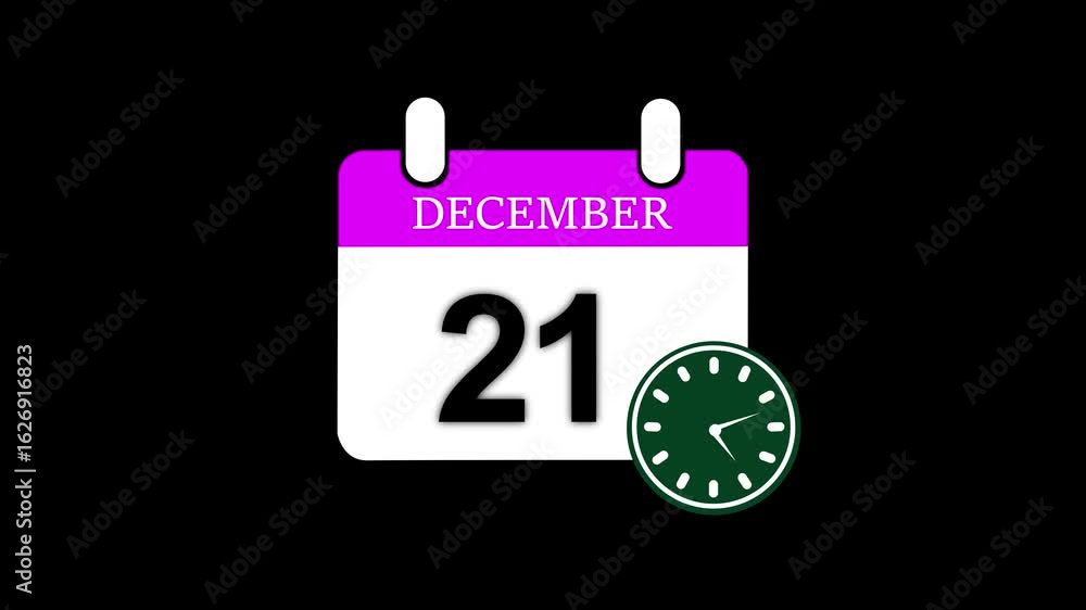 Aufkleber 21 december month calendar with time symbol. simple calendar icon animation and date change of time 
