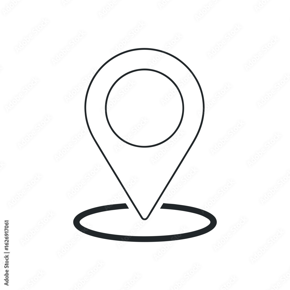 Poster outline location pointer icon vector illustration symbol sign. navigation pin point mark position de